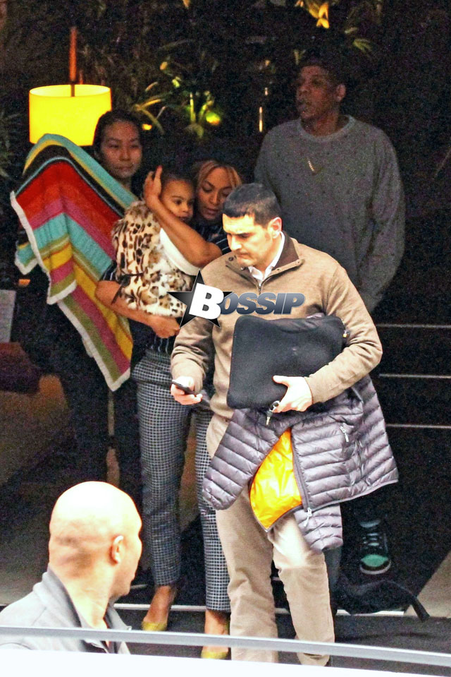 Beyonce Knowles with husband Jay Z and their daughter Blue Ivy seen out in Barcelona. Barcelona, Spain - Tuesday March 25, 2014.