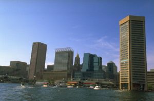 22 Apr 1998:  Baltimore's Inner Harbor plays host to the Whitbread Fleet at the end of the seventh l