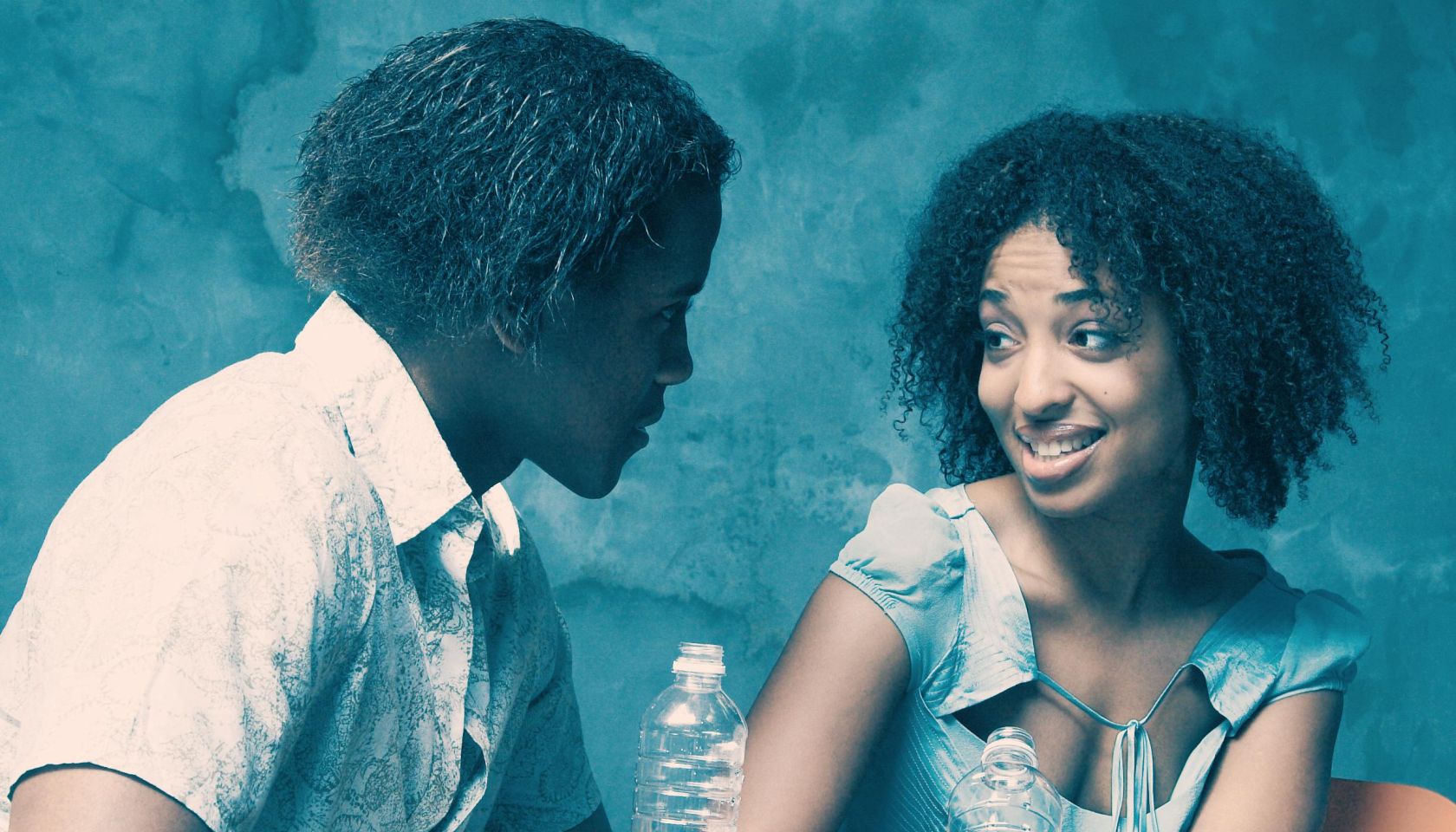 Young Woman and Man Flirting