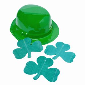 close-up of a St. Patrick's day hat and shamrock