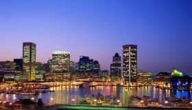 USA, Maryland, Baltimore skyline at night