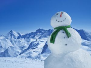 Smiling Snowman in Mountains near Ischgl, Austria