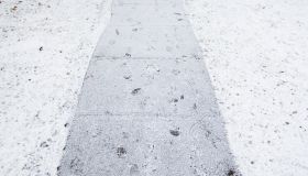 Sidewalk covered in snow, Spokane