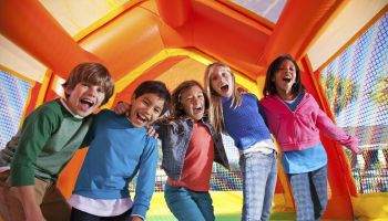 Children in bounce house