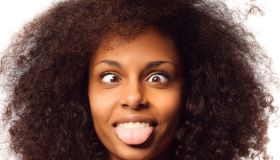 Black girl making funny face