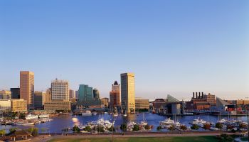 Baltimore harbor and skyline, MD
