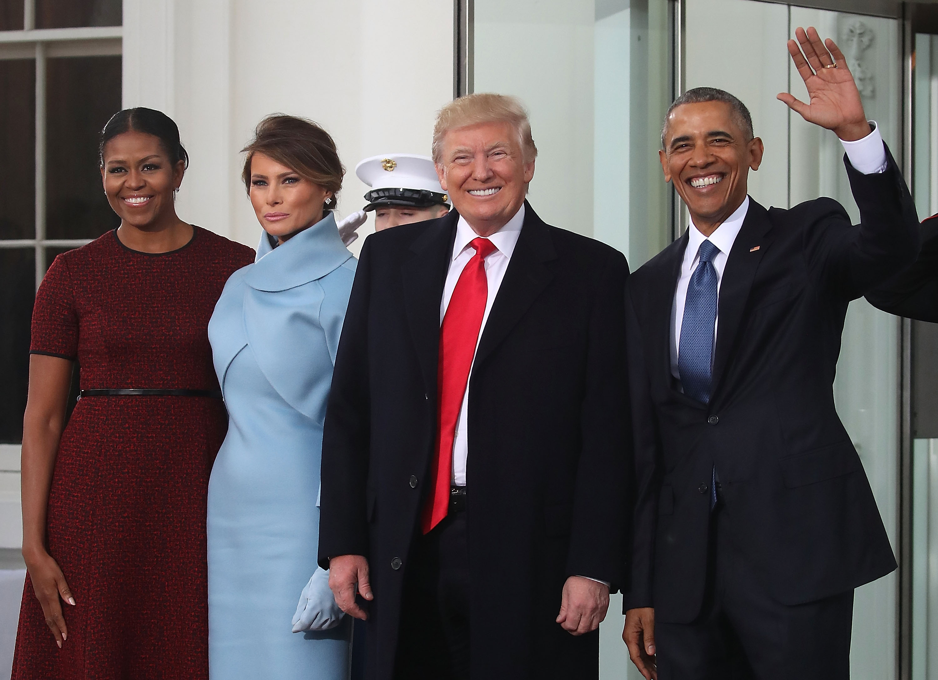 Donald And Melania Trump Arrive At White House Ahead Of Inauguration