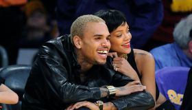 Chris Brown and Rihanna spend time together at the Lakers and Kincks game at the Staples Center Tue