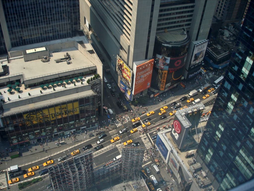 Aerial view of Times Square, New York, NY, USA