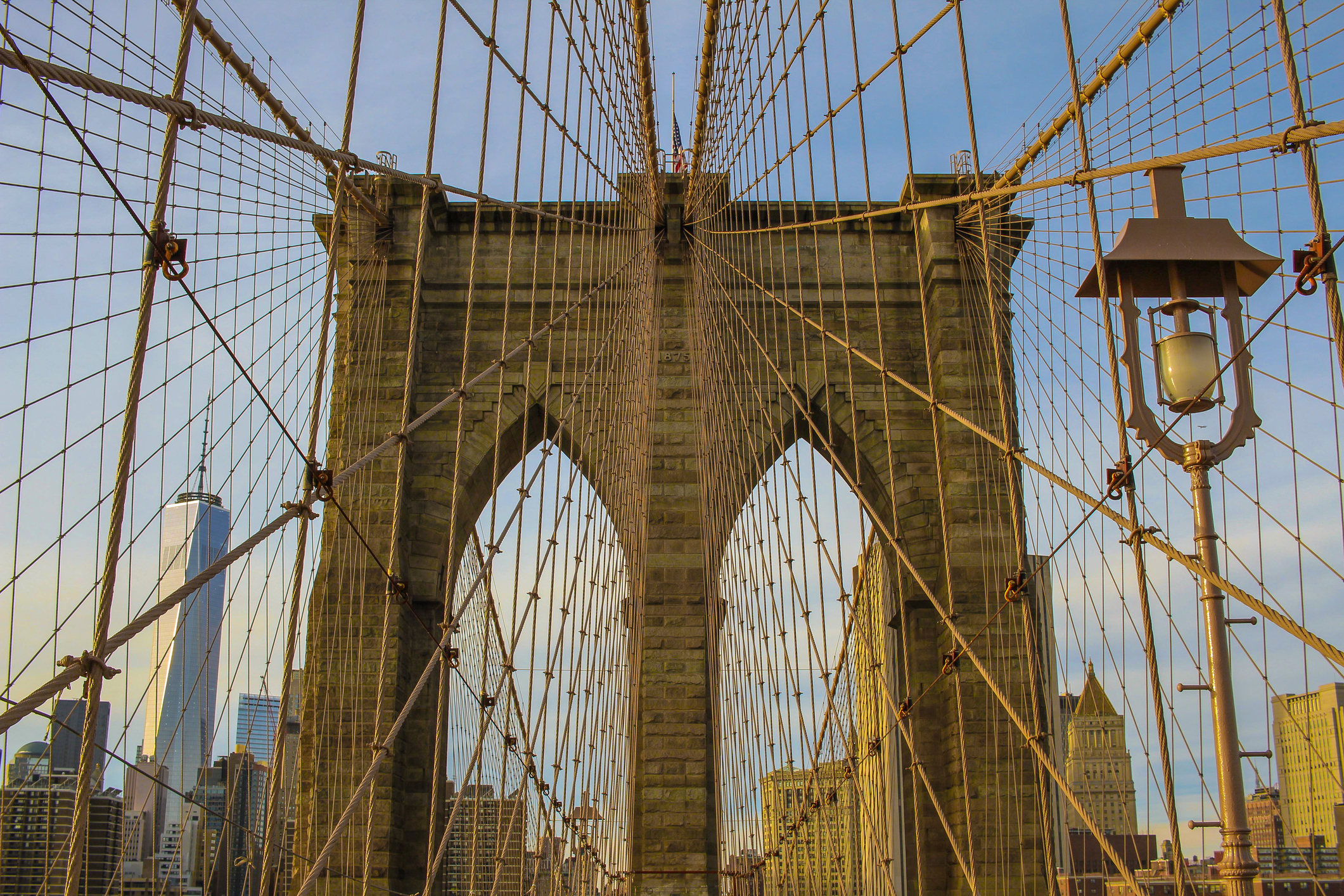 Low Angle View Of Brooklyn Bridge Against Sky