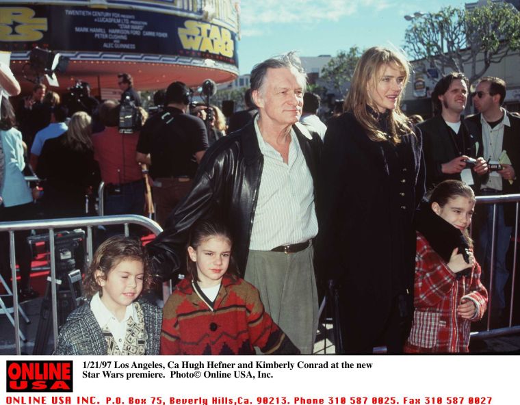 Hugh Hefner and Kimberley Conrad at the prmiere of the New Star Wars.