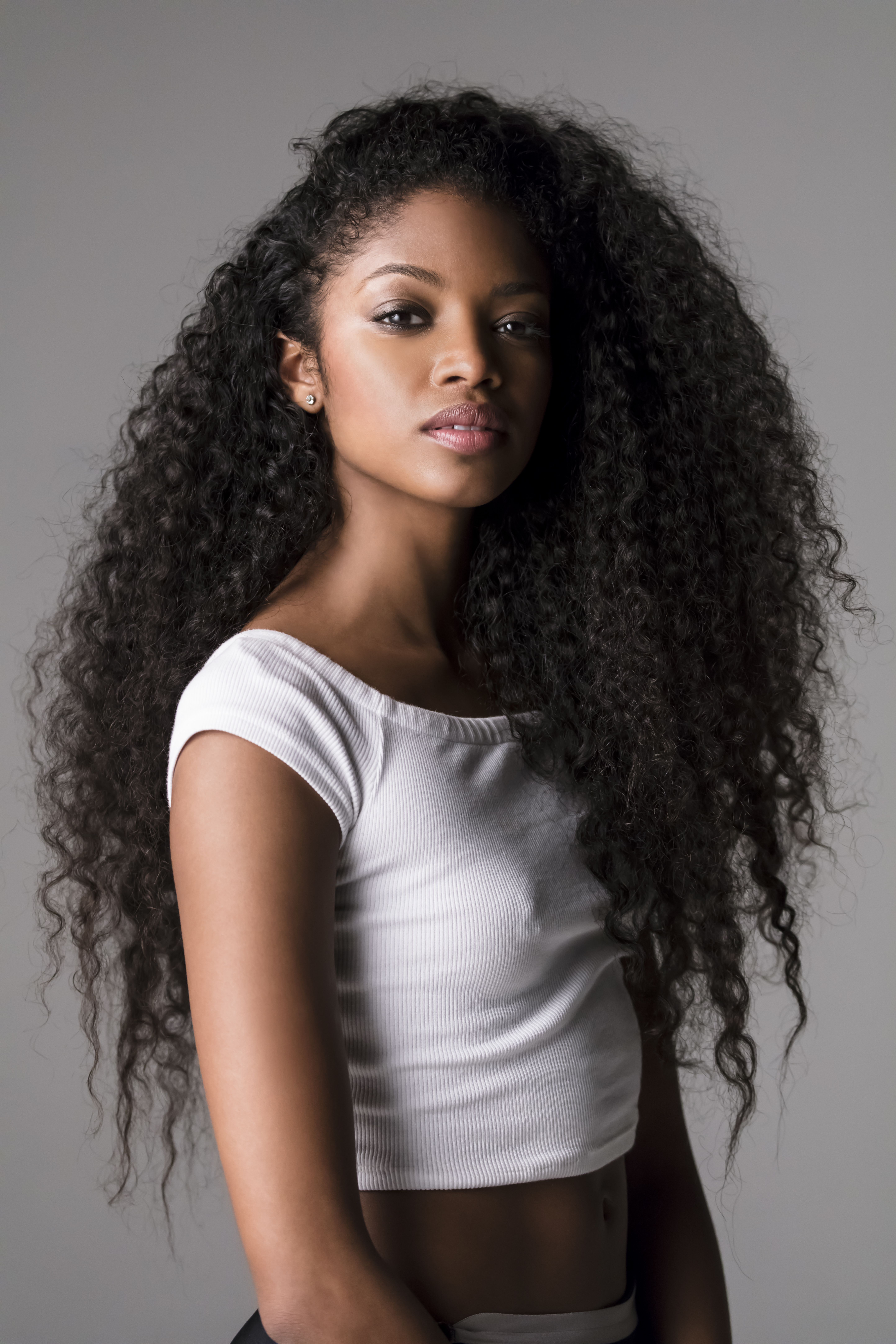 Portrait of beautiful young woman in studio