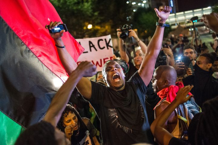 Protesters React To Death Of Keith Lamont Before State Of Emergency in Charlotte is Declared