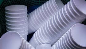 Close-Up Of Disposable Cups