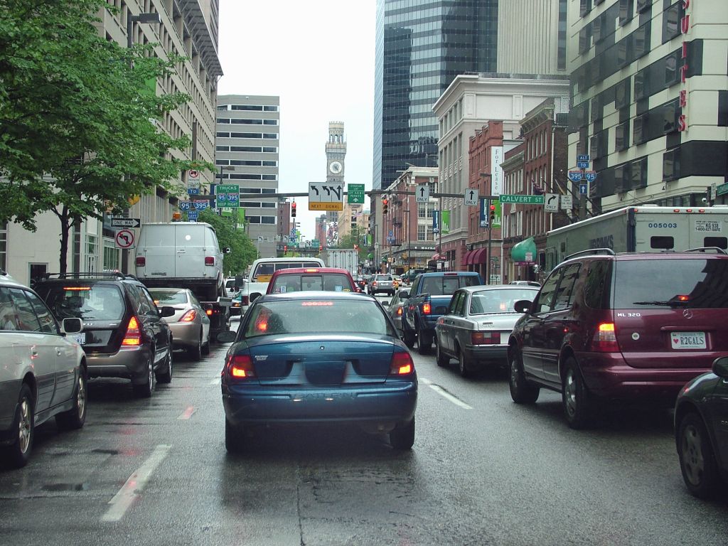 Rush hour with traffic jams