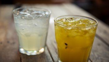 Passion fruit tequila and classic margarita cocktail in Mexico