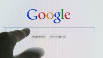 Google search engine opened on computer monitor