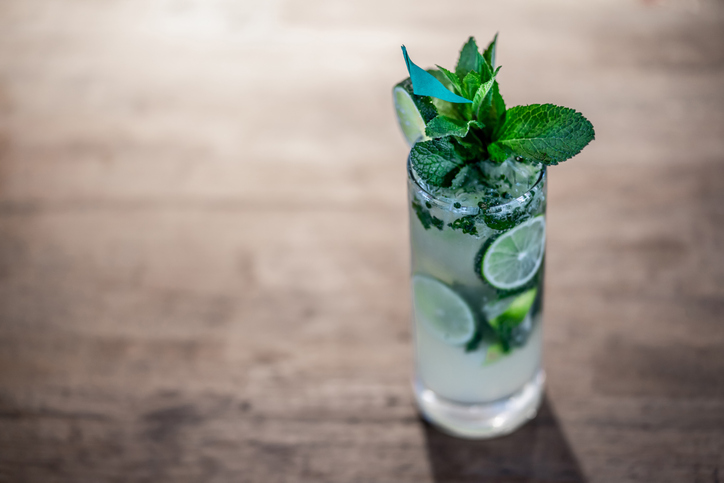 Mojito served at the bar