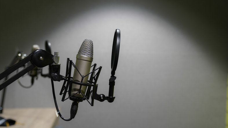 Close-Up Of Microphone At Recording Studio