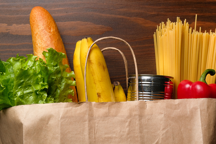 Paper Bag With Food. Donation And home delivery.