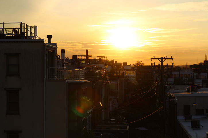 Sunset over Baltimore Neighborhood in Federal Hill