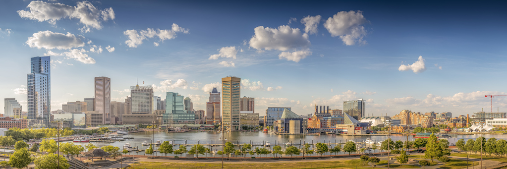 Baltimore harbor in the afternoon - Baltimore, Maryland, USA, June 2019