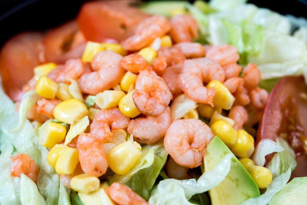 Close-Up Of Shrimp Salad In Bowl