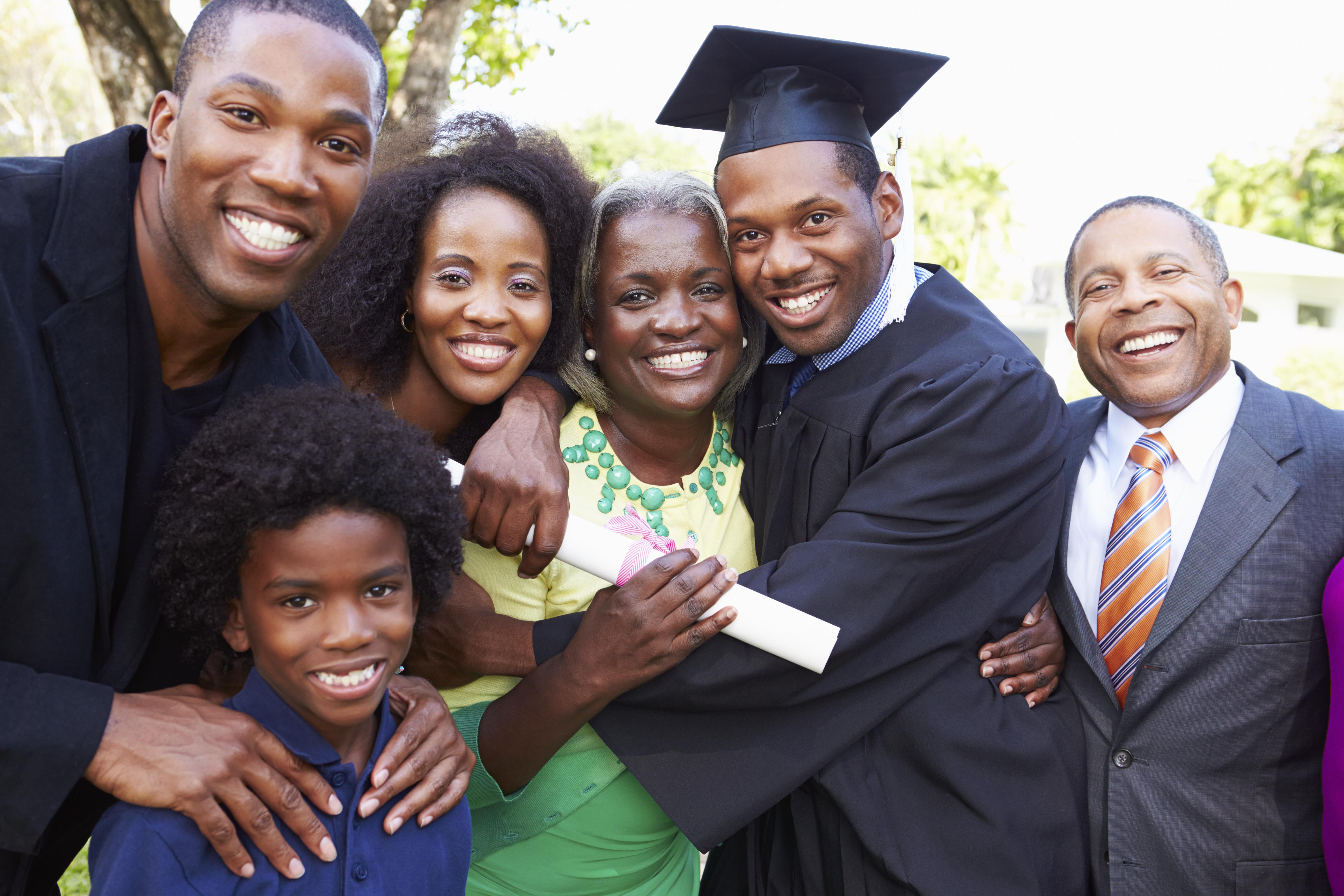 African American Student Celebrates Graduation