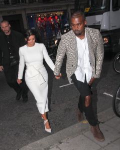 Kim Kardashian and Kanye West arrive for a London dinner-date