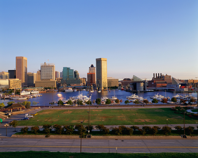 Baltimore harbor and skyline, MD