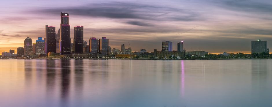 Detroit, Michigan - Skyline at Dusk