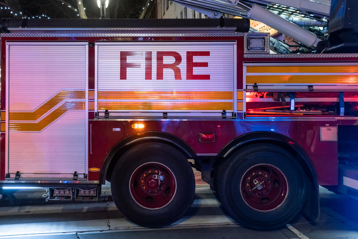 Side of Fire Truck at night