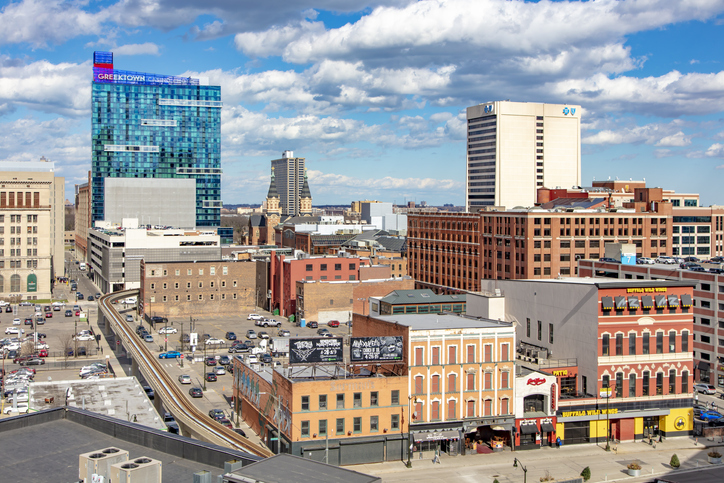 Detroit's Greektown district in the daytime