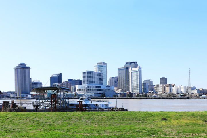 Skyline of New Orleans, Louisiana, United States across Mississippi River