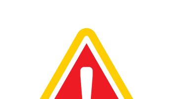 Hazard warning symbol vector icon flat sign symbol with exclamation mark isolated on white background. Hazard warning attention sign with exclamation mark symbol.