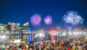 4th of July fireworks in Inner Harbor, Baltimore, USA