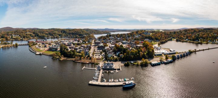 Aerial view of Newport Vermont in the fall