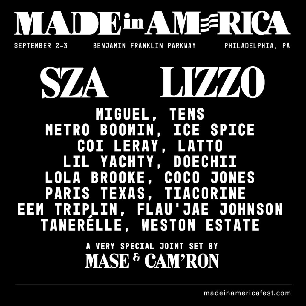 SZA and Lizzo headlining Made In America