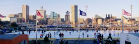Ice Skating Rink and Baltimore Skyline