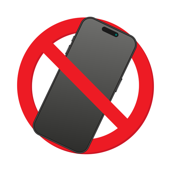 No Smartphone and Cell Phone Allowed Sign - Vector Illustration of Prohibition Symbol for Mobile Phones. Vector.