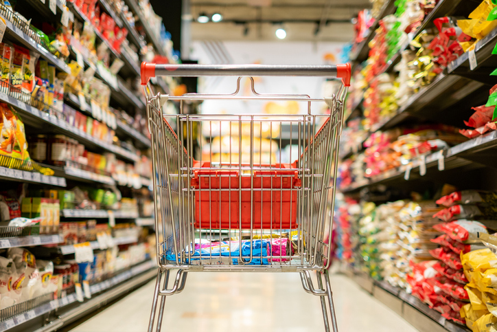 Close-Up Of Shopping Cart In Supermarket