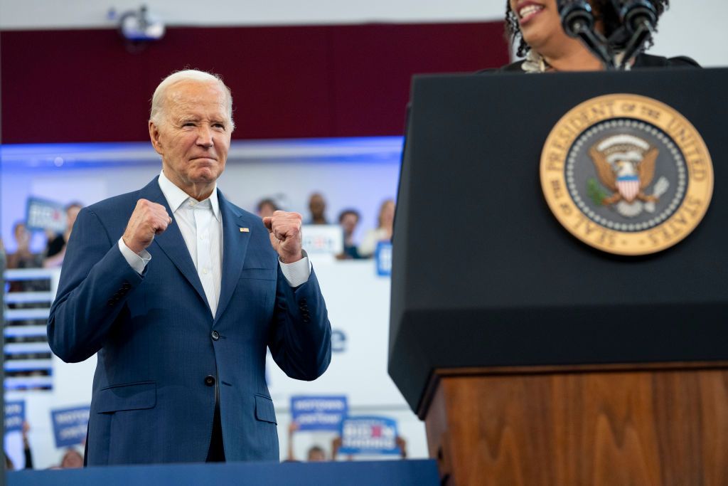 Detroit, MI - July 12: President Biden waits to address the aud