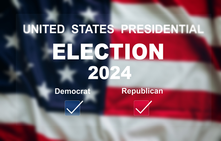 2024 USA Presidential Elections concept. Presidential Elections 2024 in America.US elections, voting concept.Go vote and make the right choice.