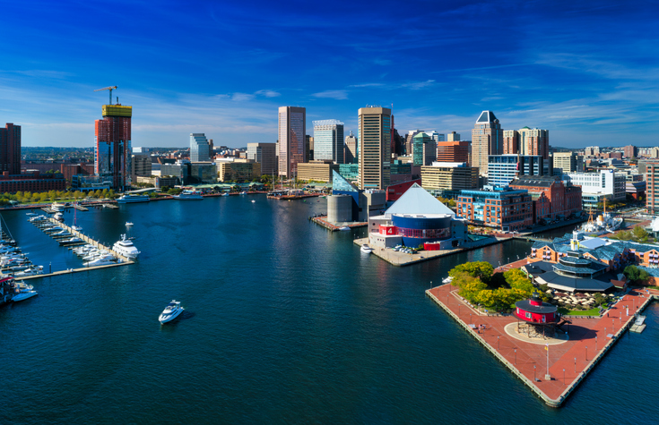Baltimore Aerial Skyline And Harbor View