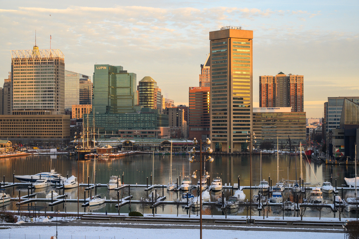 View of the Inner Harbor from Federal Hill Park in Baltimore