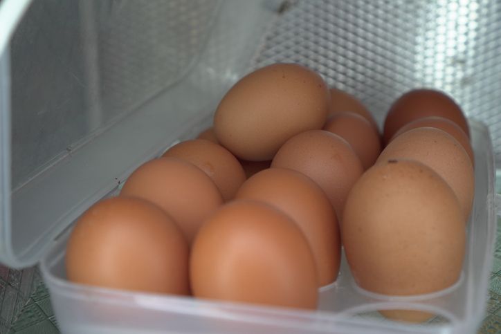 Fresh eggs in refrigerator