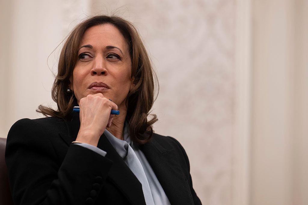 WASHINGTON, DC - JANUARY 13: Vice President Kamala Harris is se
