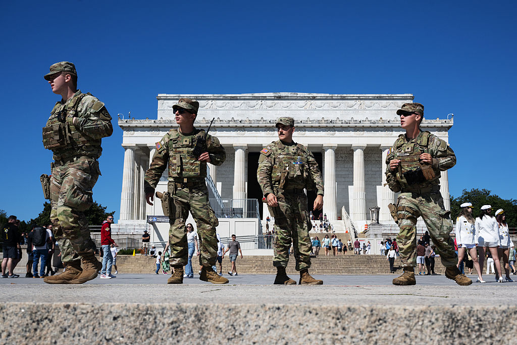 Members of the National Guard are seen at the Lincoln Memorial