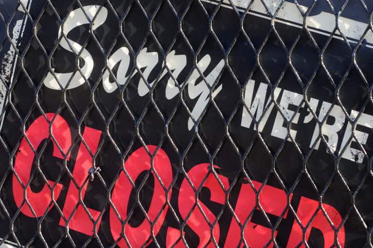 SORRY WE'RE CLOSED sign