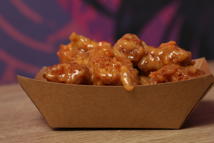 Chicken drumsticks at a fast food restaurant